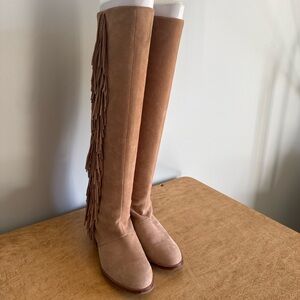 Sam Edelman Fringe Tan Knee-High Boots